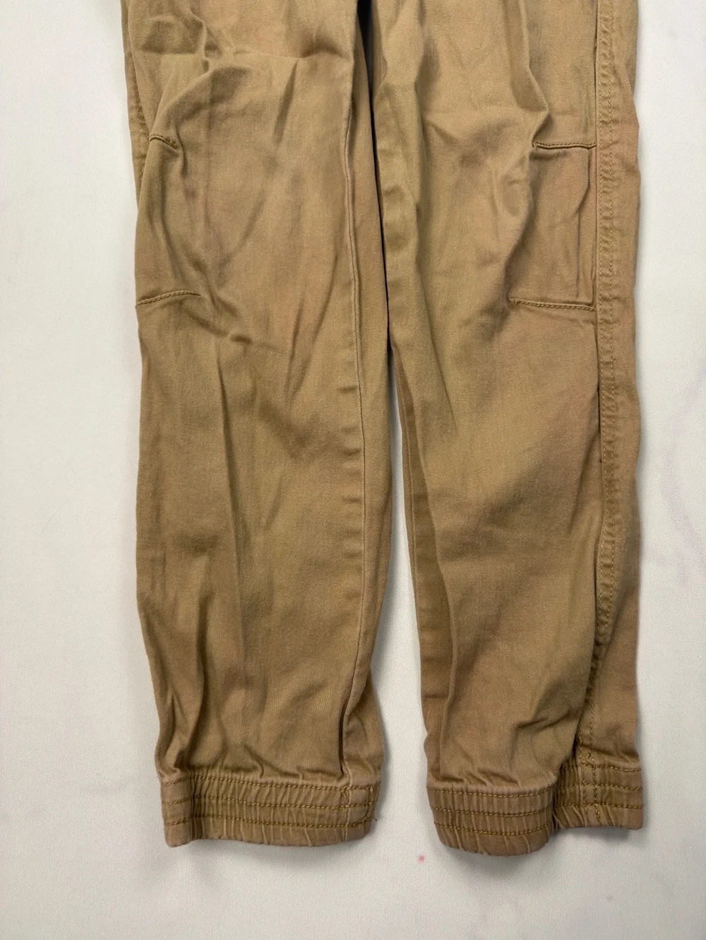 Plugg Tan Casual Cargo Pants Drawstring Waist Elastic Cuffs - Boys M